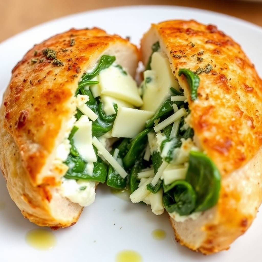 Cheesy Spinach Stuffed Chicken Breast