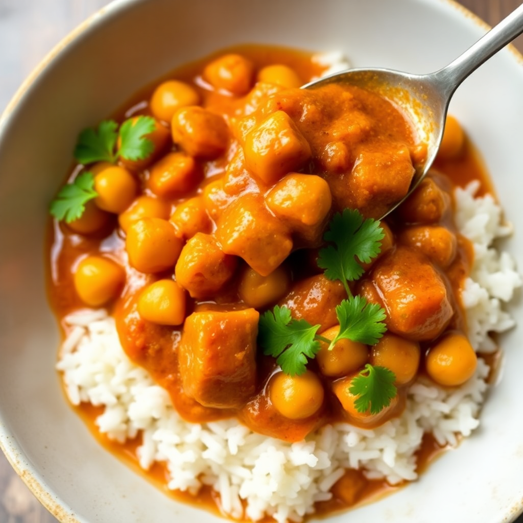 Hearty Chickpea and Chicken Curry with Basmati Rice