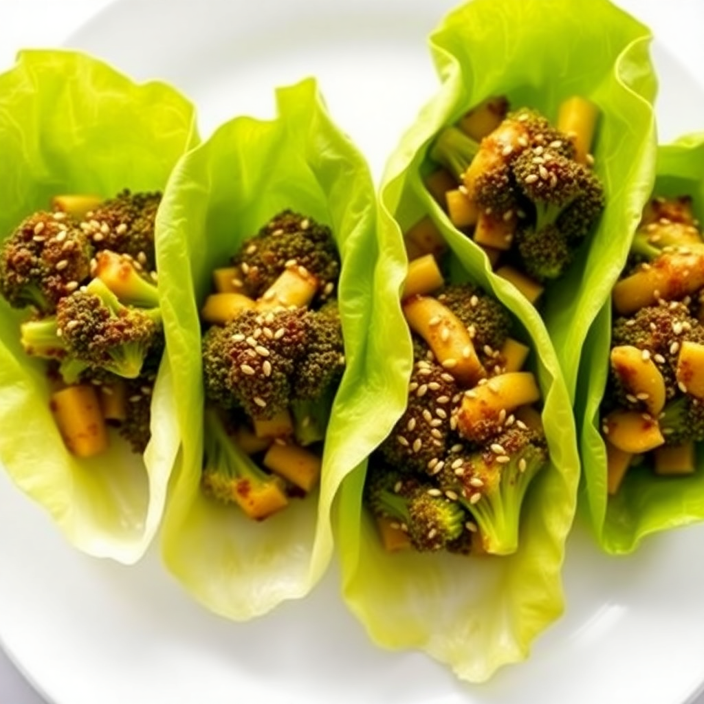 Asian-Inspired Broccoli Butter Lettuce Wraps