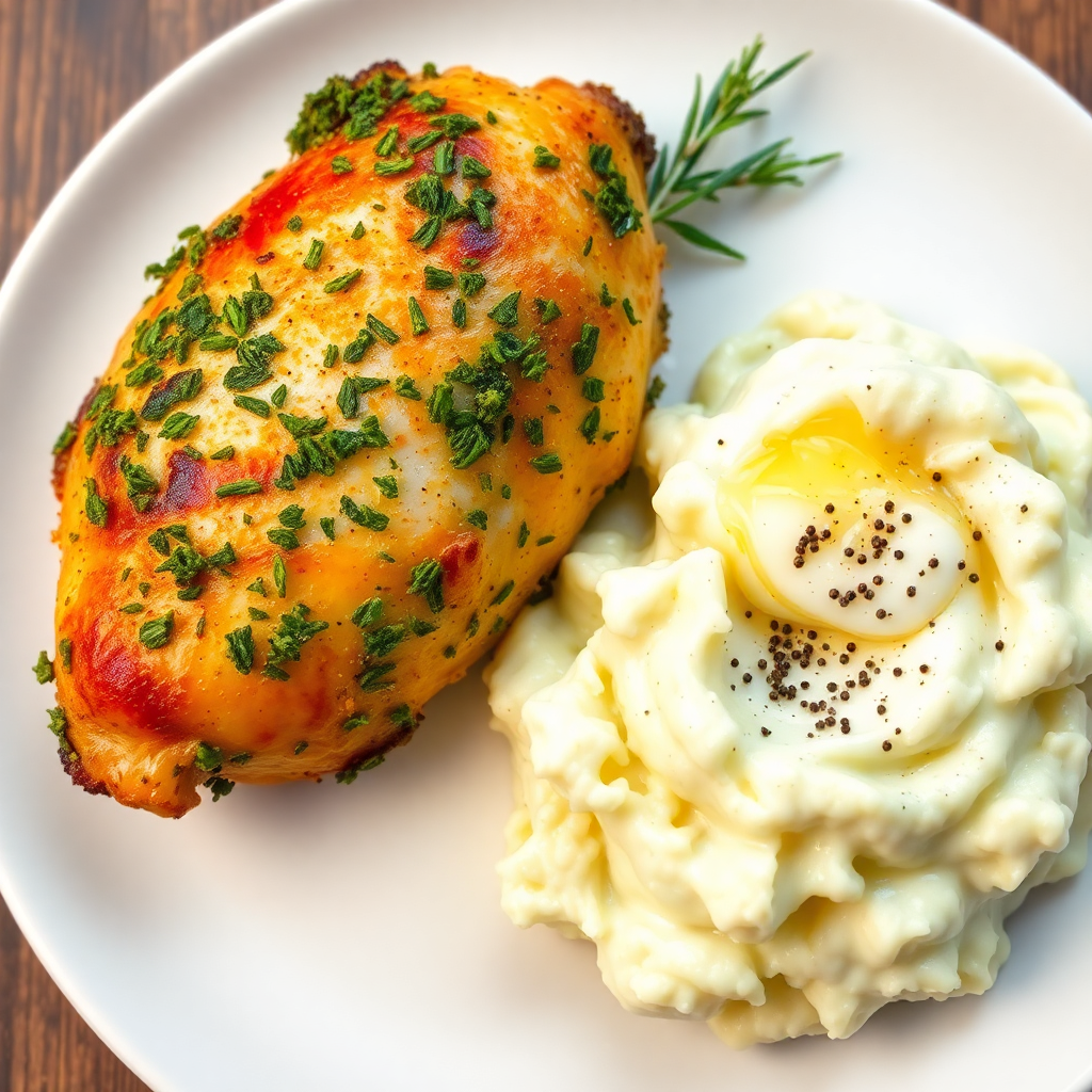 Herb-Crusted Turkey Breast with Garlic Mashed Potatoes