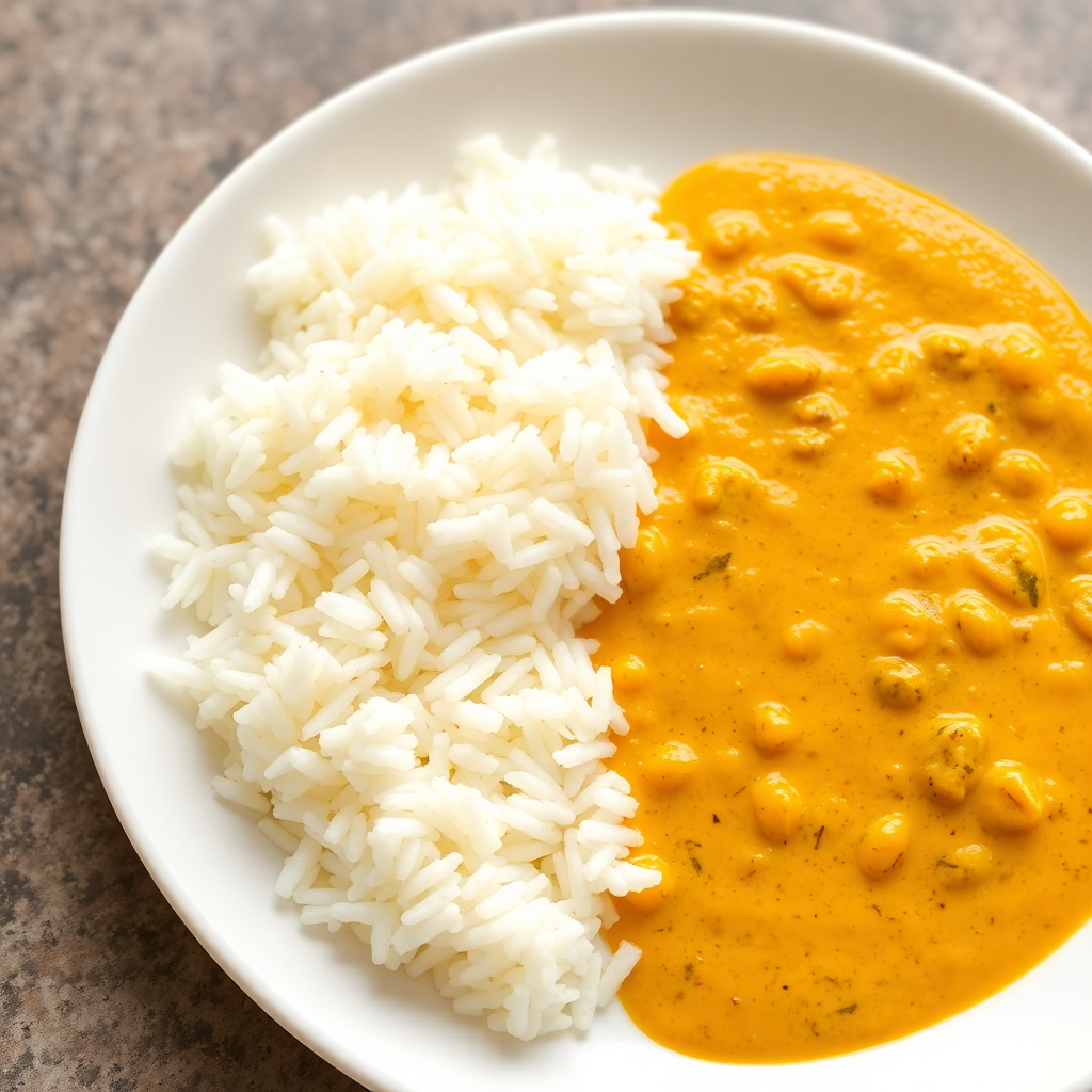 Coconut Yellow Lentil Curry with Long Grain Rice