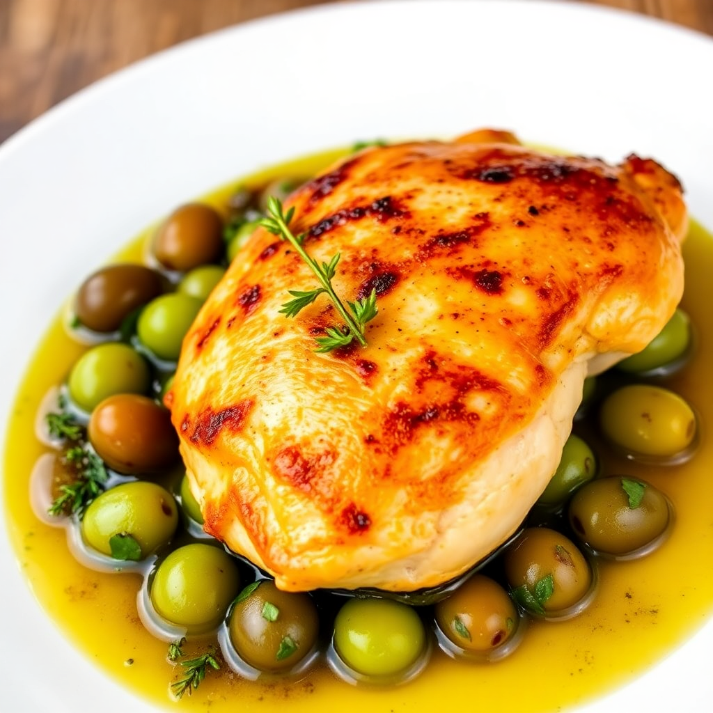 Roasted Chicken with Grape and Thyme Sauce