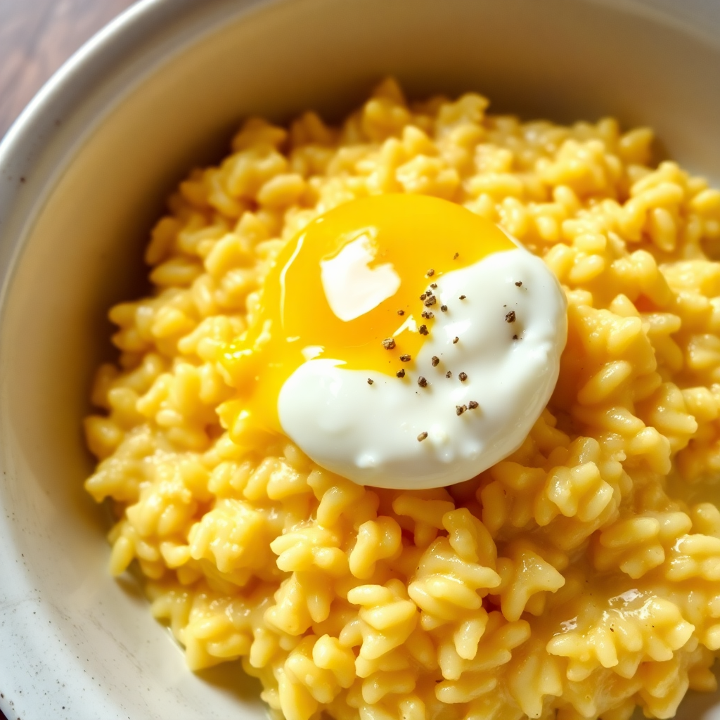 Creamy Comté Rice with Soft Eggs