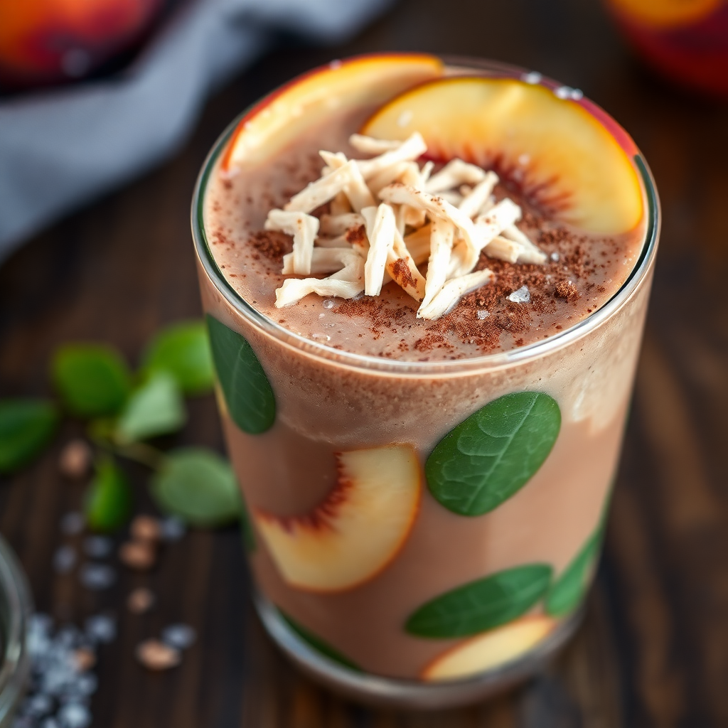 Paleo Chocolate Chicken Peach Smoothie