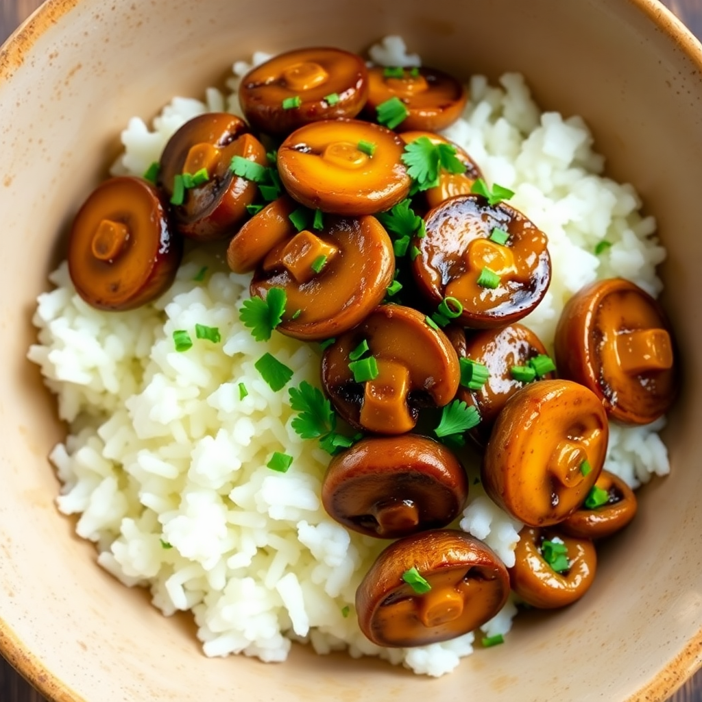 Garlic Butter Mushroom Rice Bowl