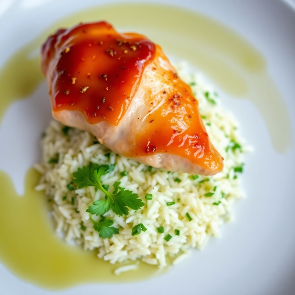 Savory Jelly-Glazed Chicken with Herb Rice