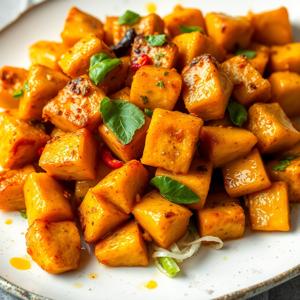Spiced Chicken Cubes Stir-Fry