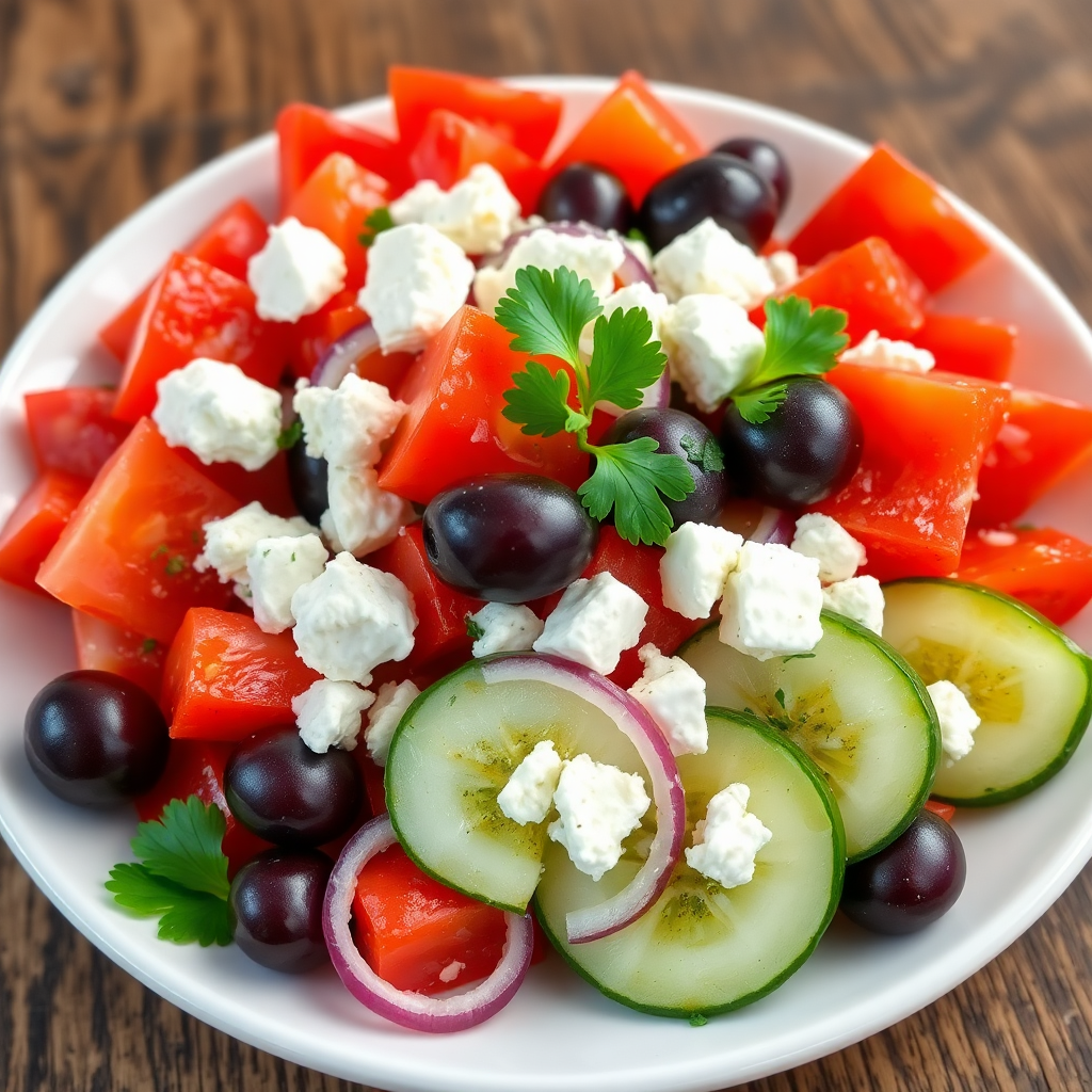 Greek Village Salad with Feta and Olives