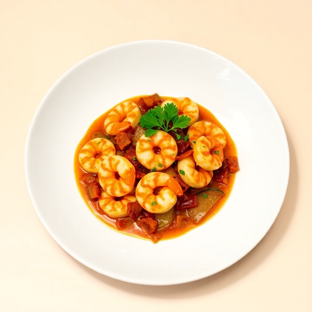 Shrimp and Bacon Ragout Fan Dinner Plate
