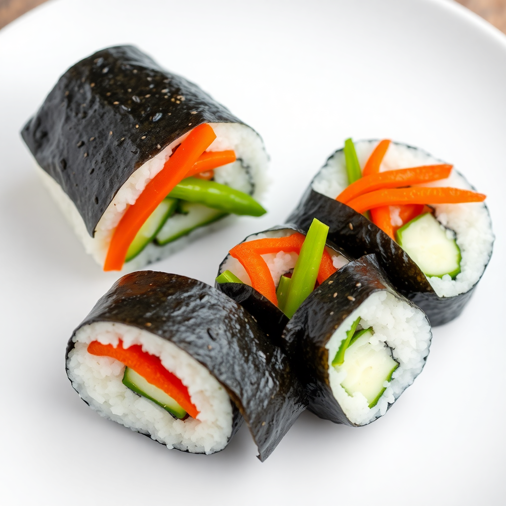 Crispy Veggie Sushi Roll with Fried Bell Peppers and Asparagus