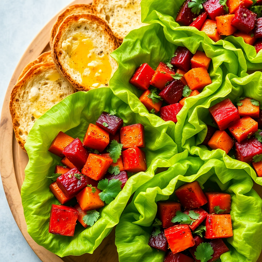 Spiced Beet and Carrot Lettuce Wraps