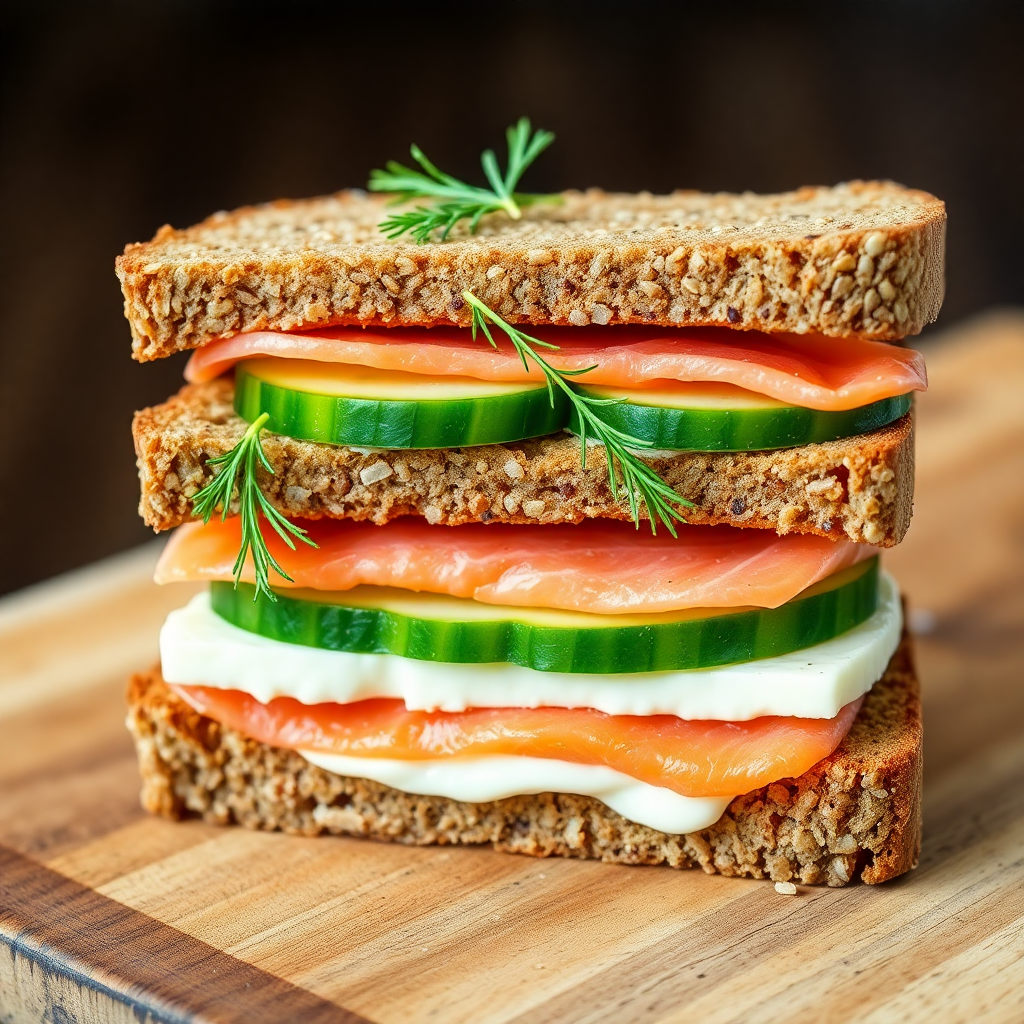 Healthy English Cucumber & Smoked Salmon Sandwich