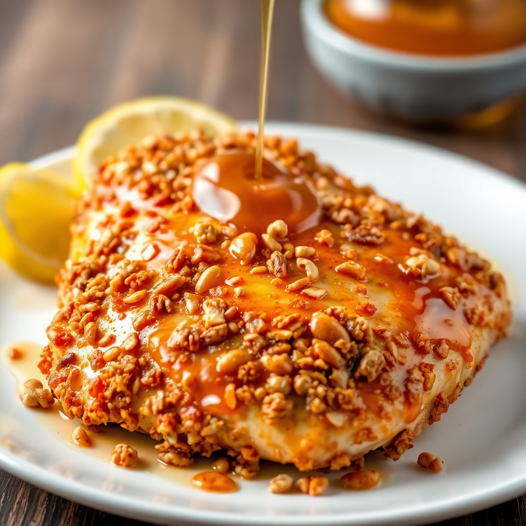 Spicy Nut-Crusted Chicken with Honey Glaze