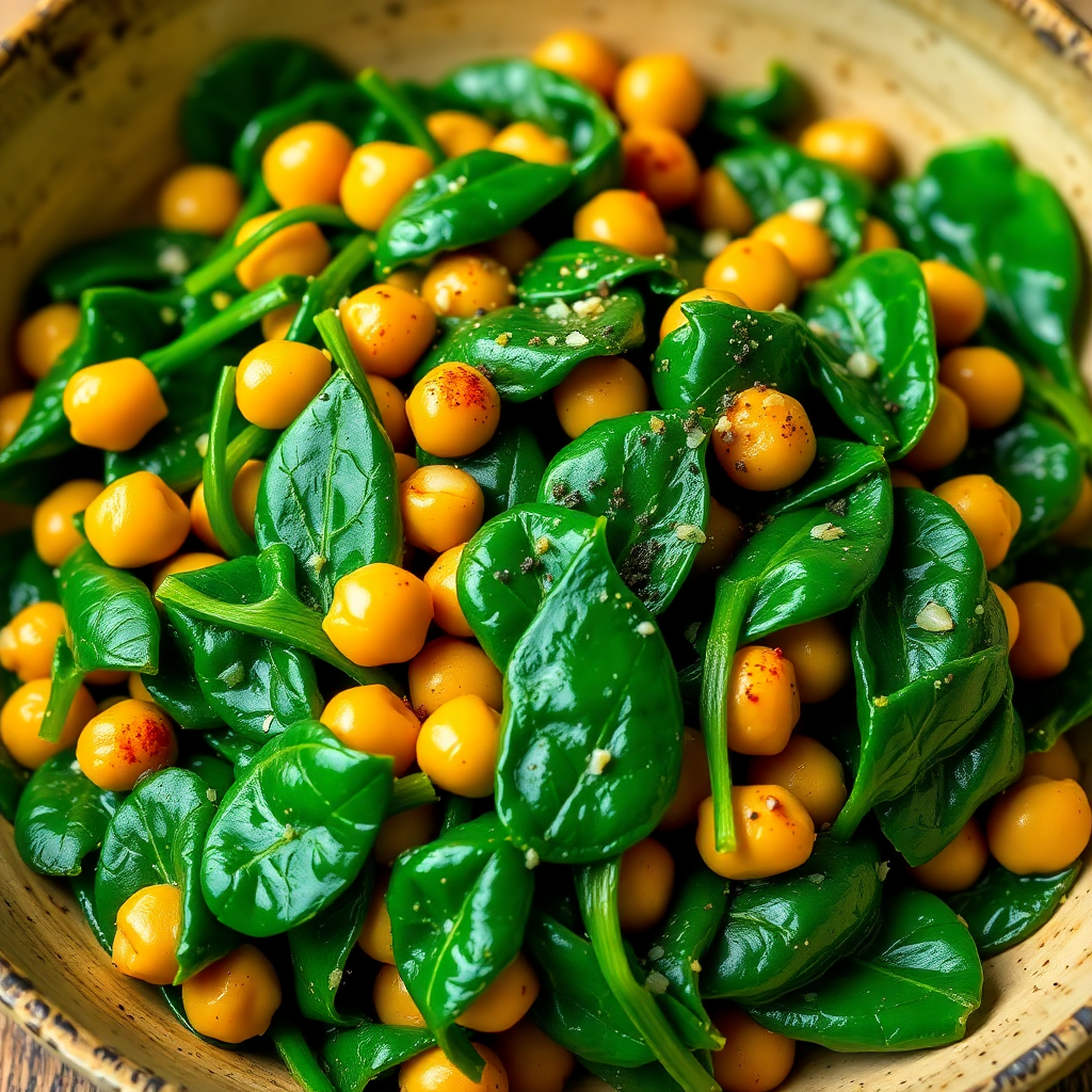 Garlic Spinach and Chickpea Sauté