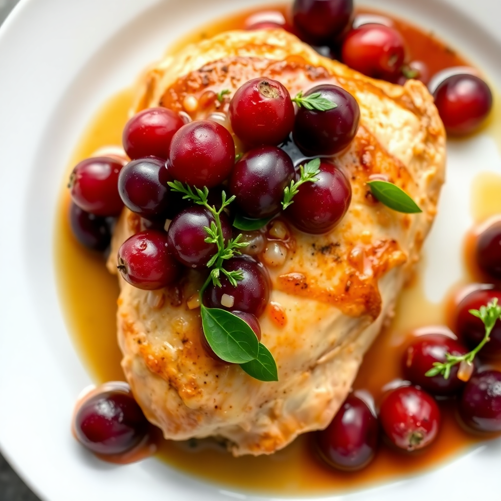 Roasted Chicken with Grape and Thyme Sauce