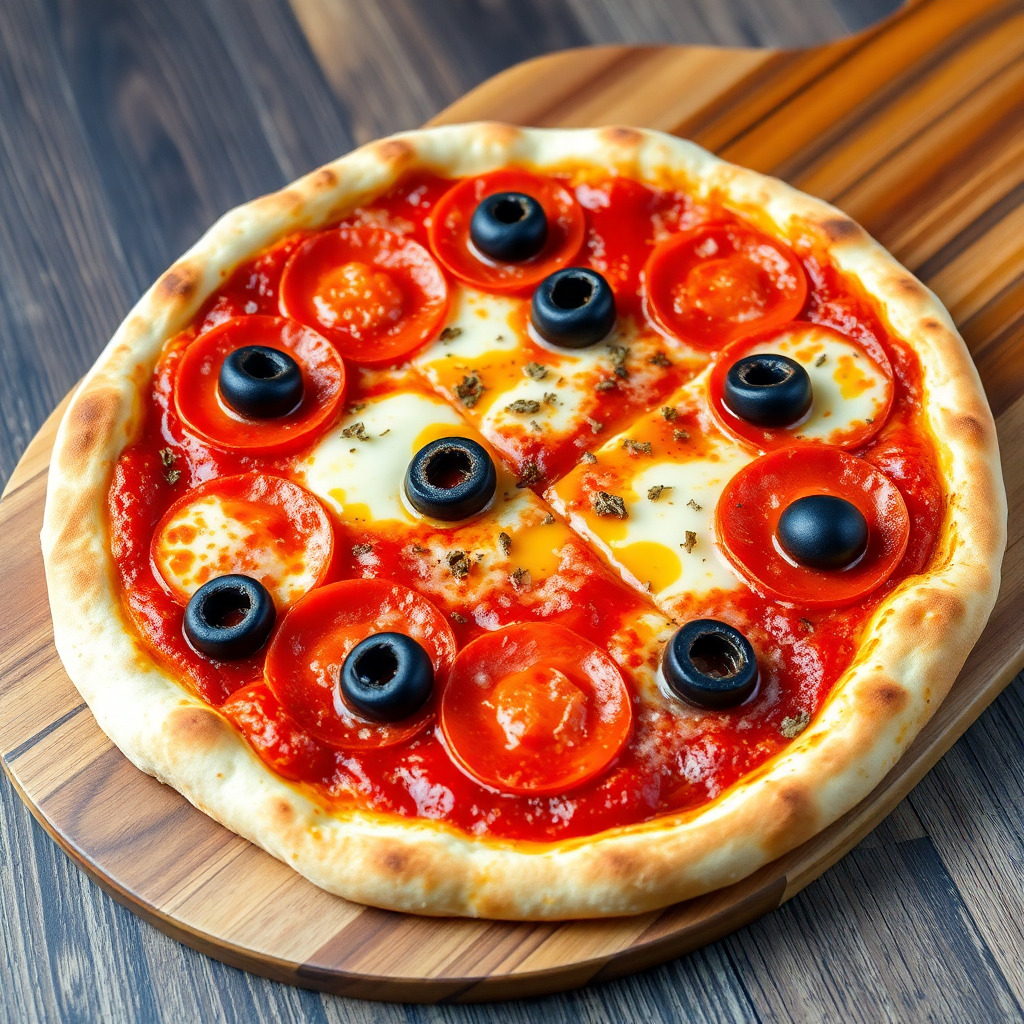 Pepperoni and Black Olive Pizza