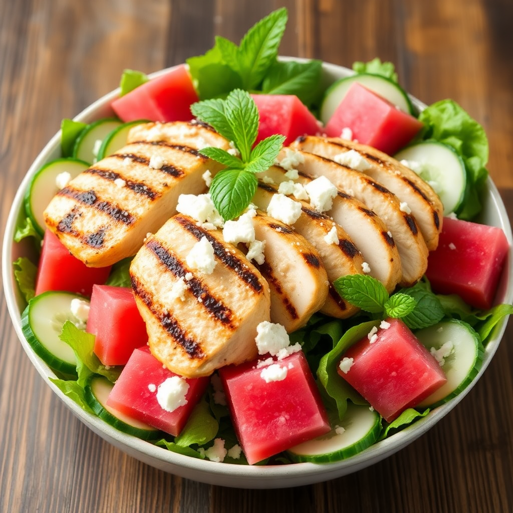 Watermelon Chicken Salad Bowl