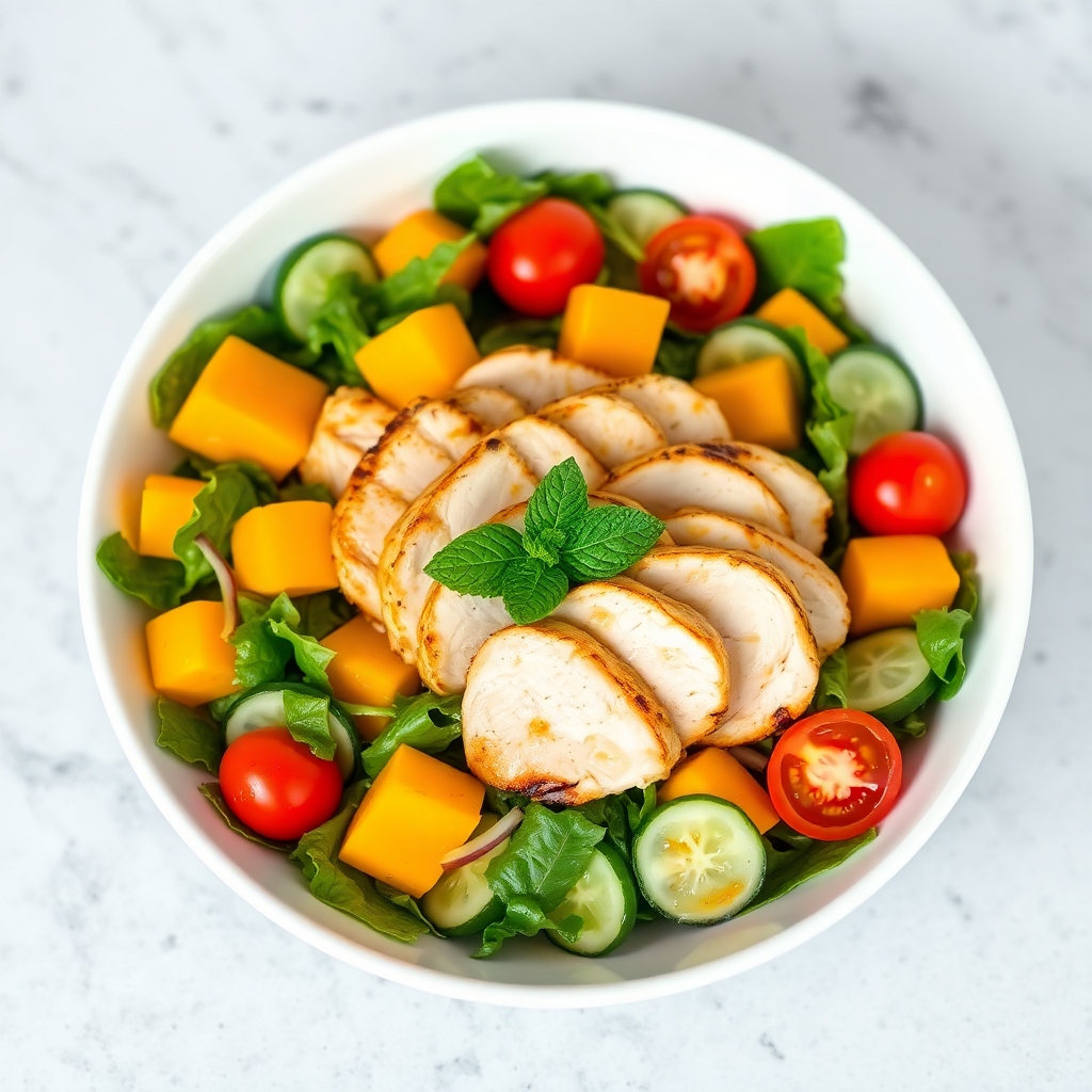 Cantaloupe Chicken Salad Bowl
