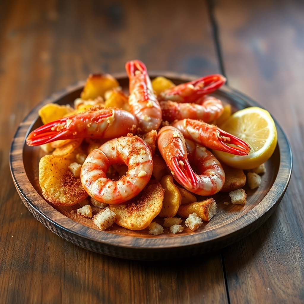 Sweet and Savory Gamba Chips with Crispy Bread Crumbs