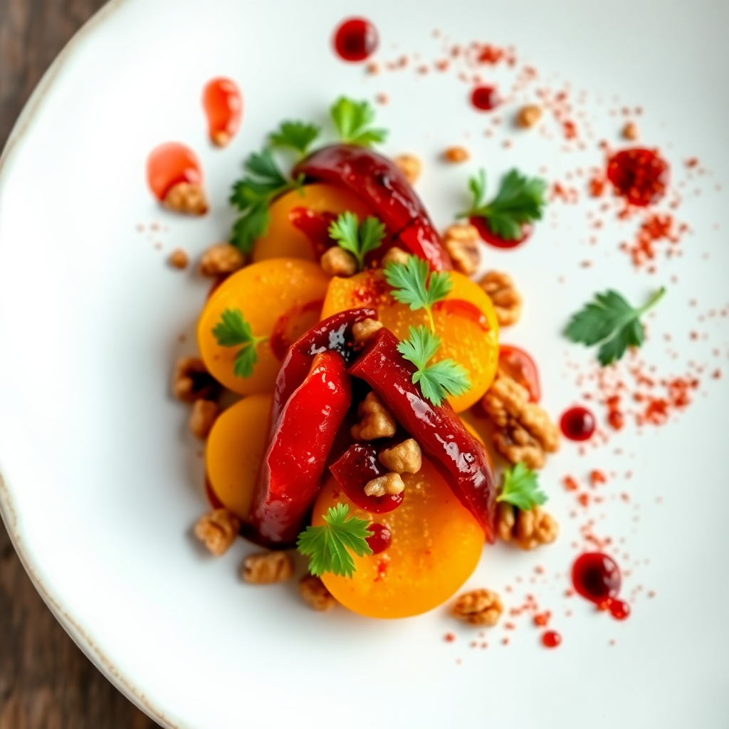 Apricot and Walnut Appetizer with Pomegranate Molasses Dressing