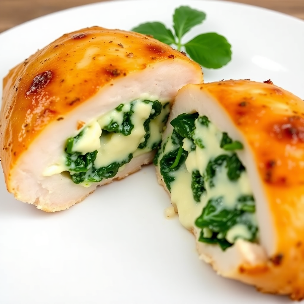 Cheesy Spinach Stuffed Chicken Breast
