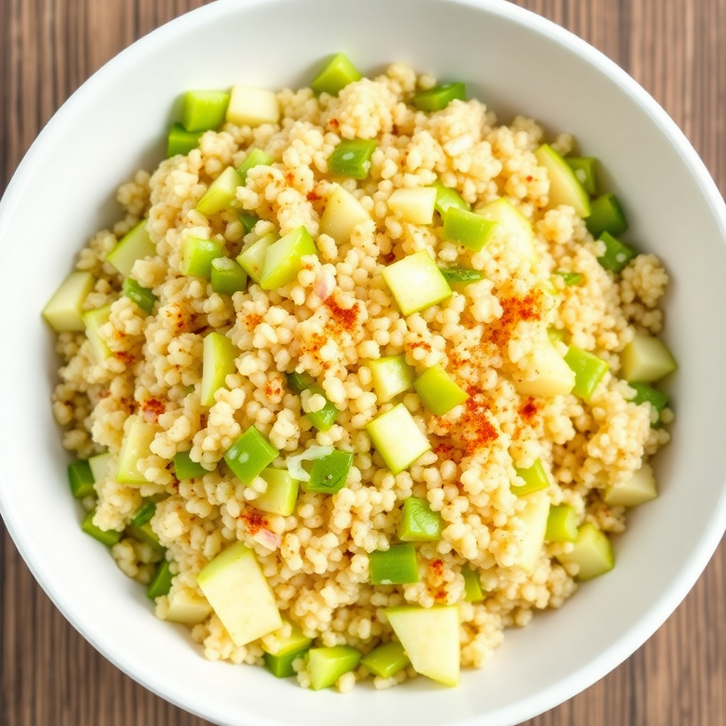 Quinoa Salad with Celery, Green Apple, and White Wine Dressing