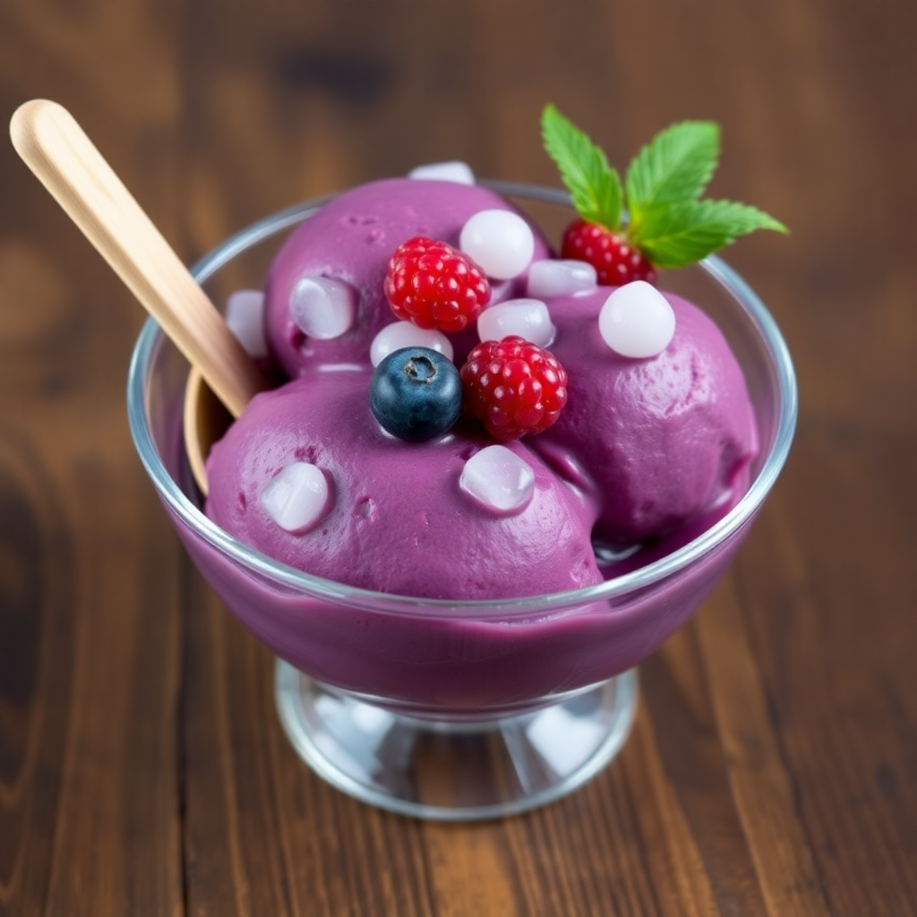 Brazilian Açaí Ice Cream with Tapioca Pearls