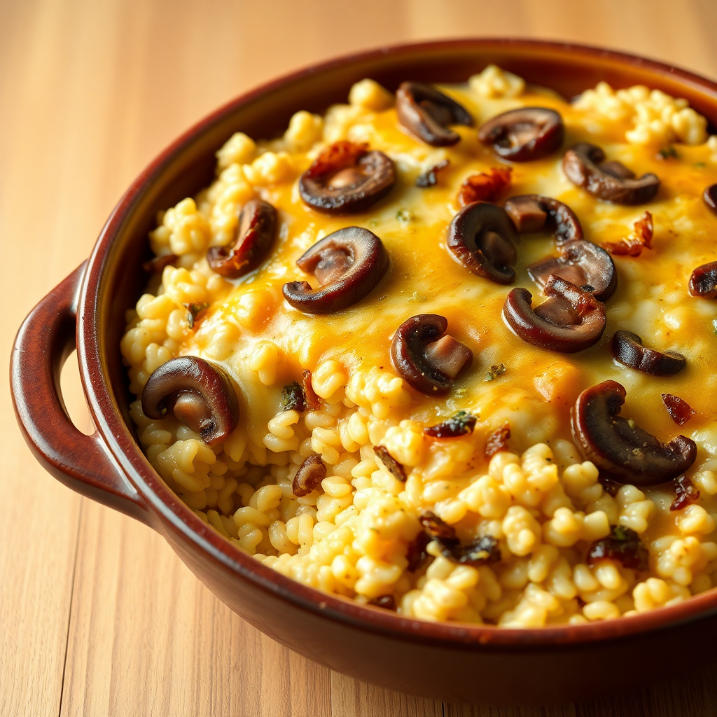 Classic 80s Creamy Mushroom Rice Casserole