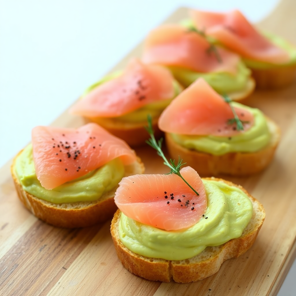 Avocado and Smoked Salmon Crostini
