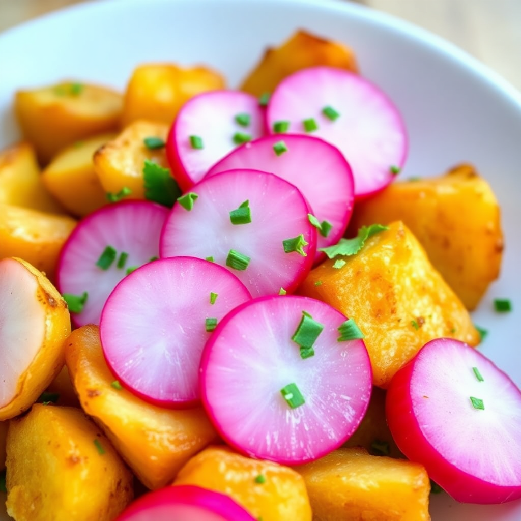 Roasted Potatoes and Radish Salad with Herb Dressing