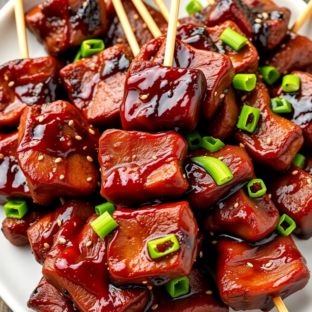Mongolian Beef Cocktail Skewers
