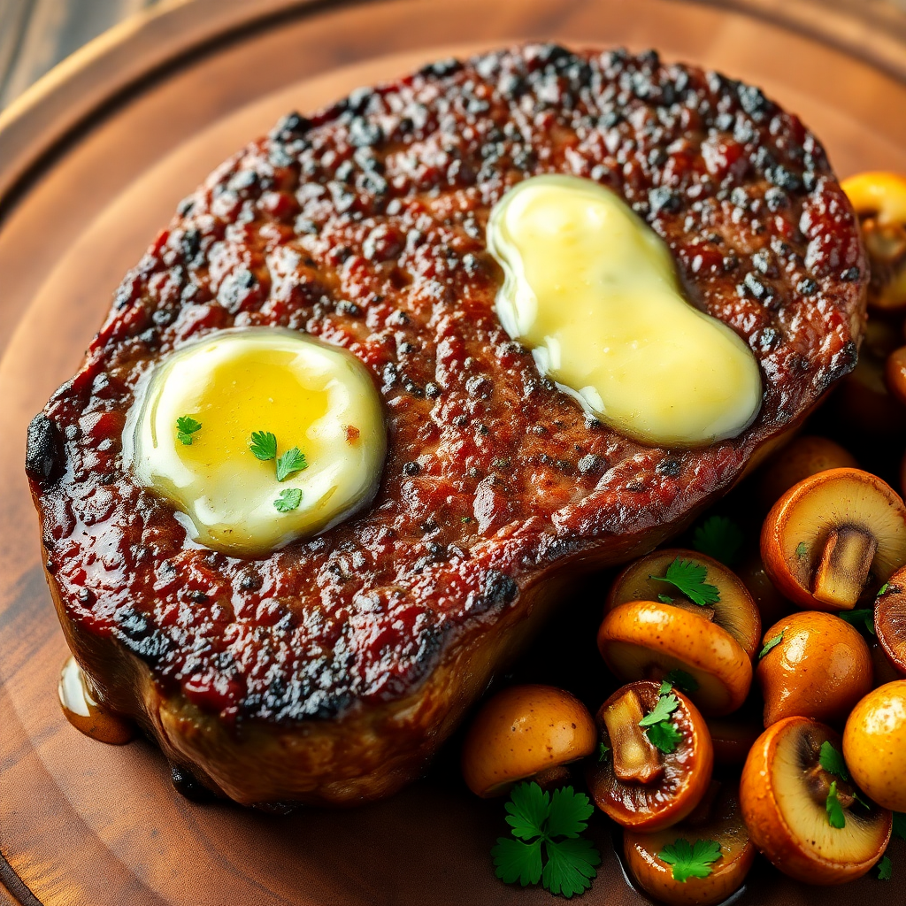Garlic Butter Beef Steak with Sautéed Mushrooms