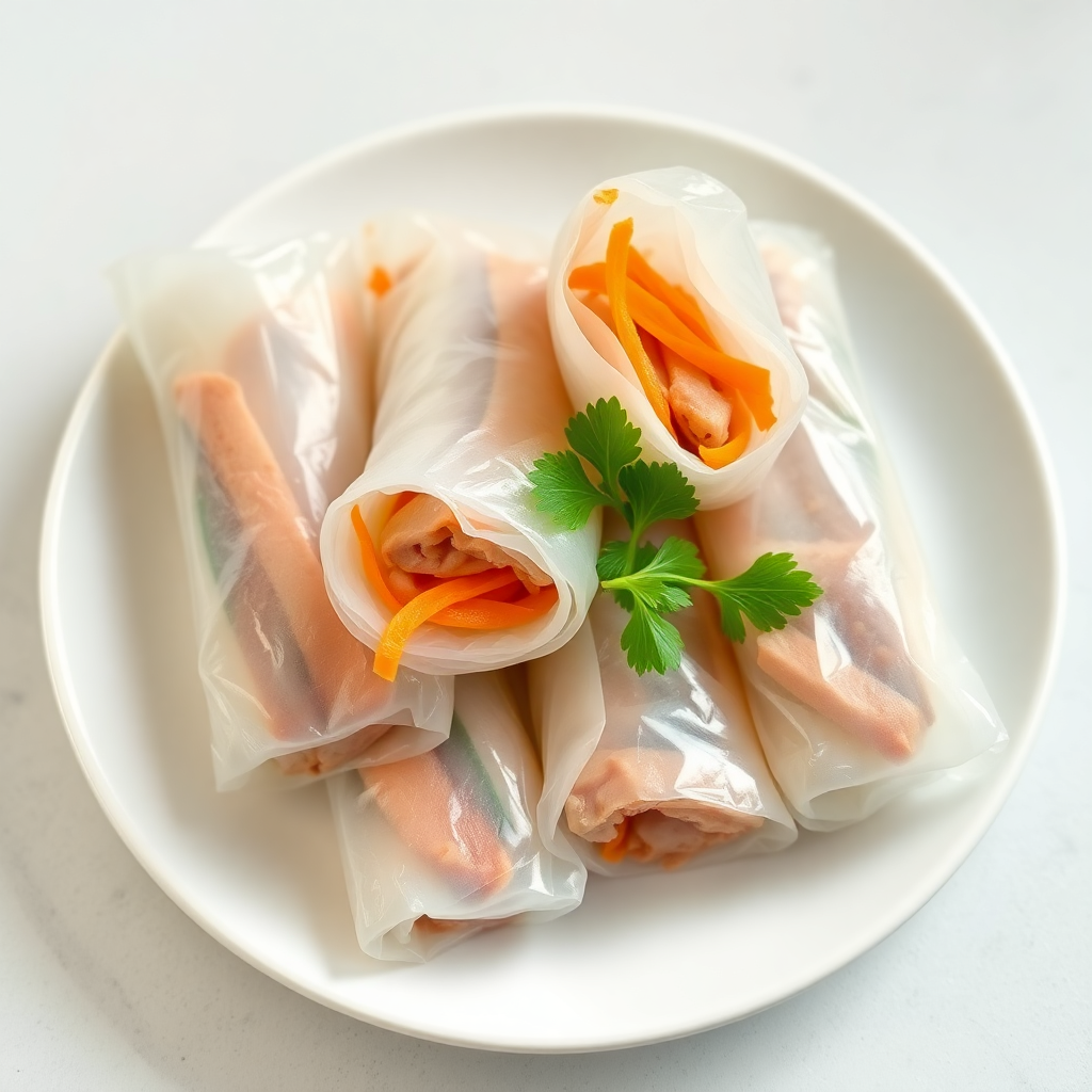 Steamed Rice Noodle Rolls with Pork and Carrot