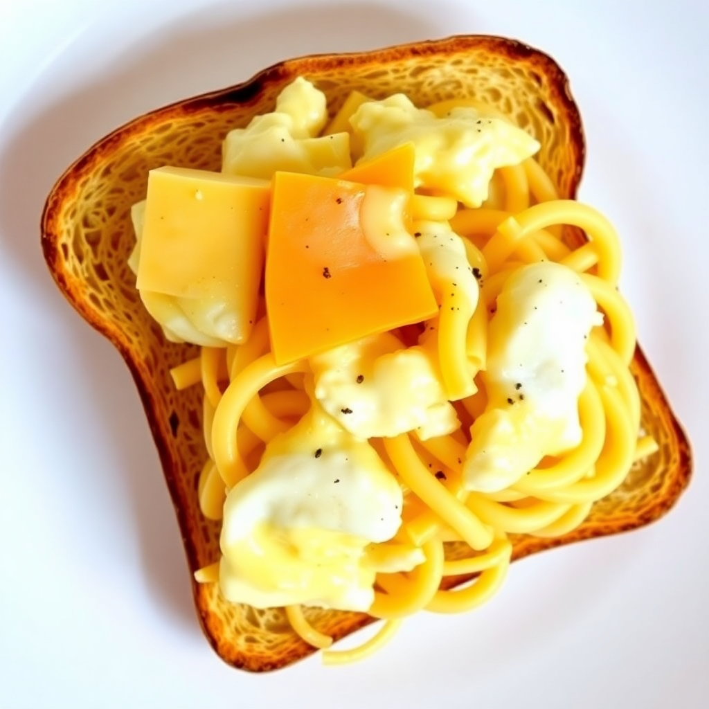 Cheesy Egg & Pasta Breakfast Toast