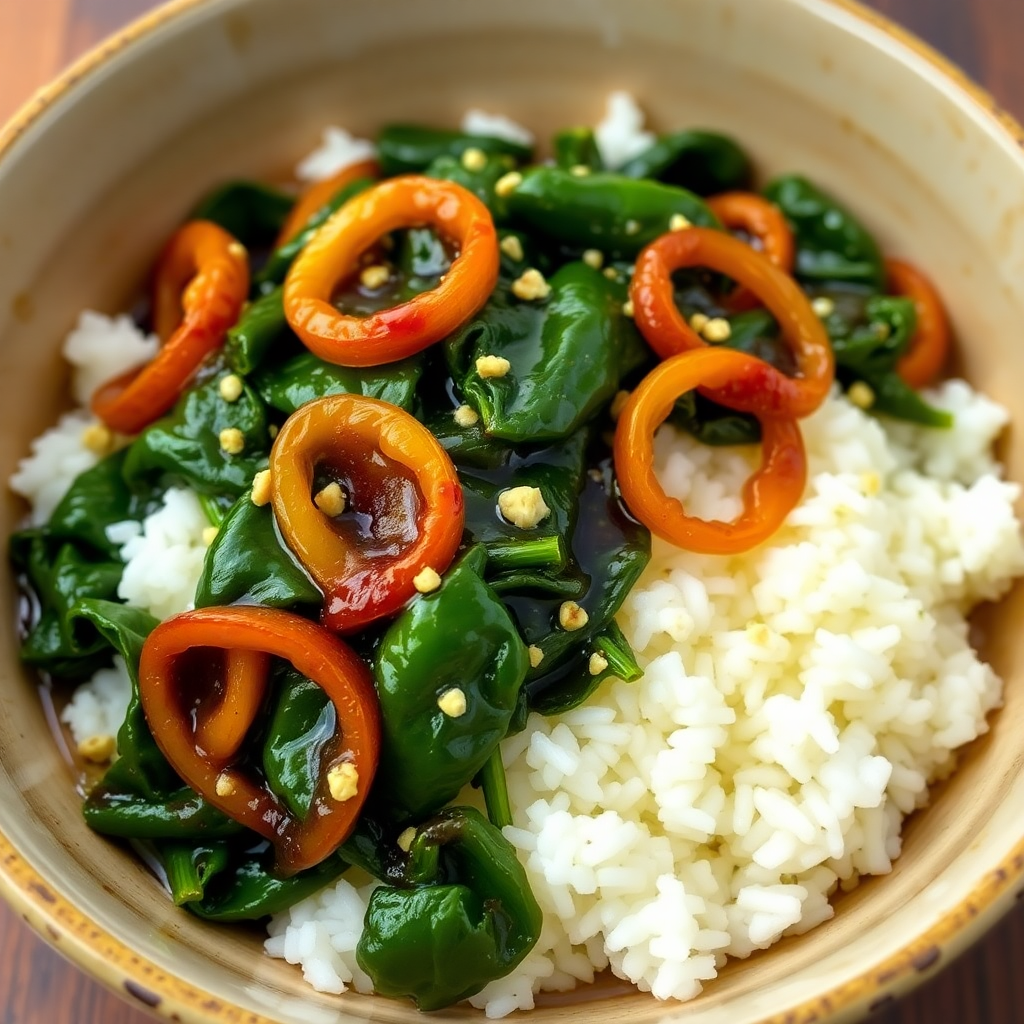Honey Soy Spinach Rice Bowl