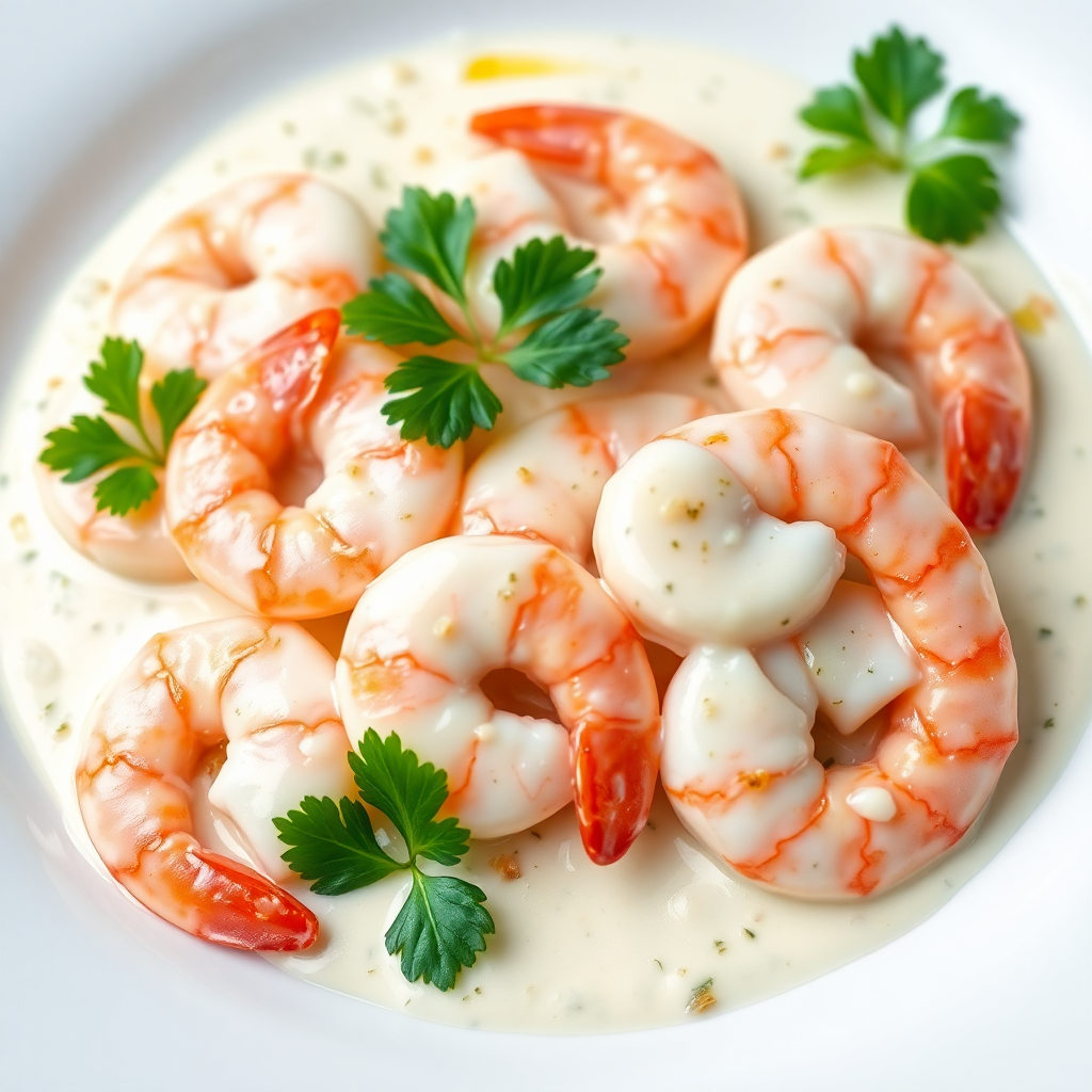 Creamy Garlic Shrimp with Yogurt Cheese Sauce