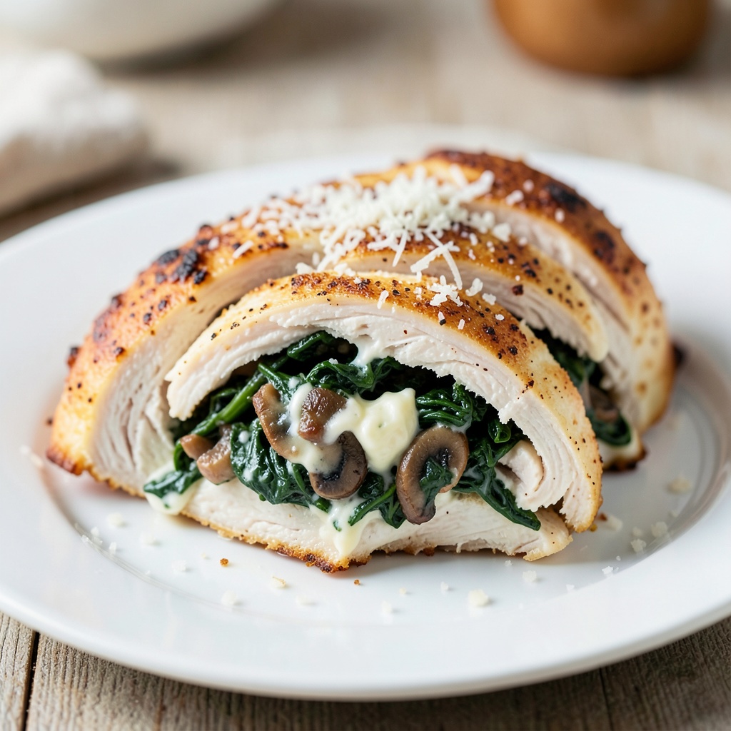 Creamy Spinach and Mushroom Stuffed Chicken Breast