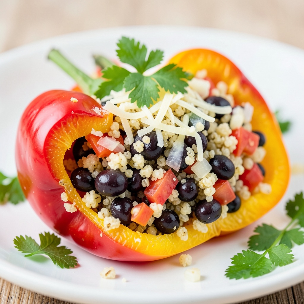 Stuffed Bell Pepper with Quinoa and Black Beans
