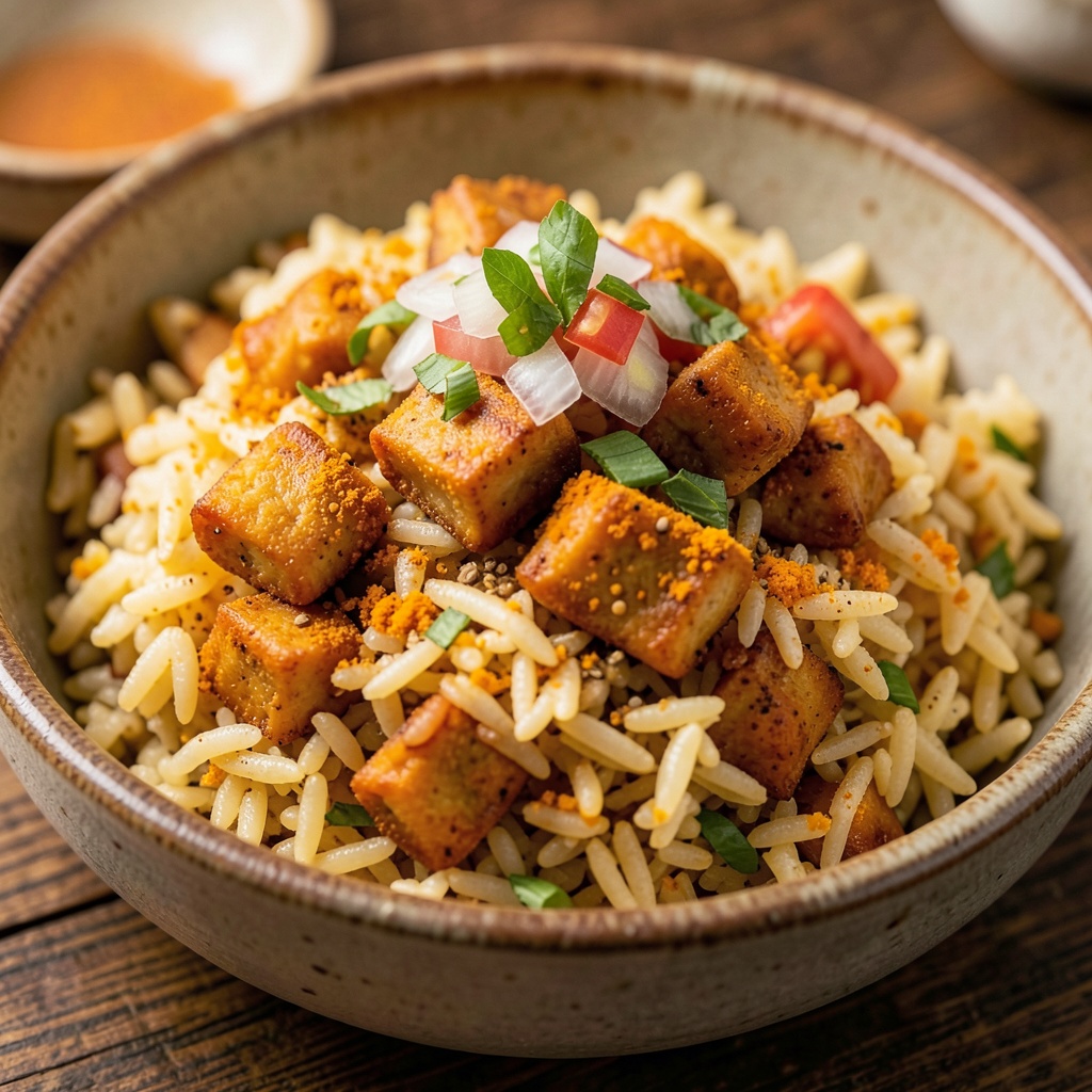 Spiced Soya Chunk Rice Pilaf