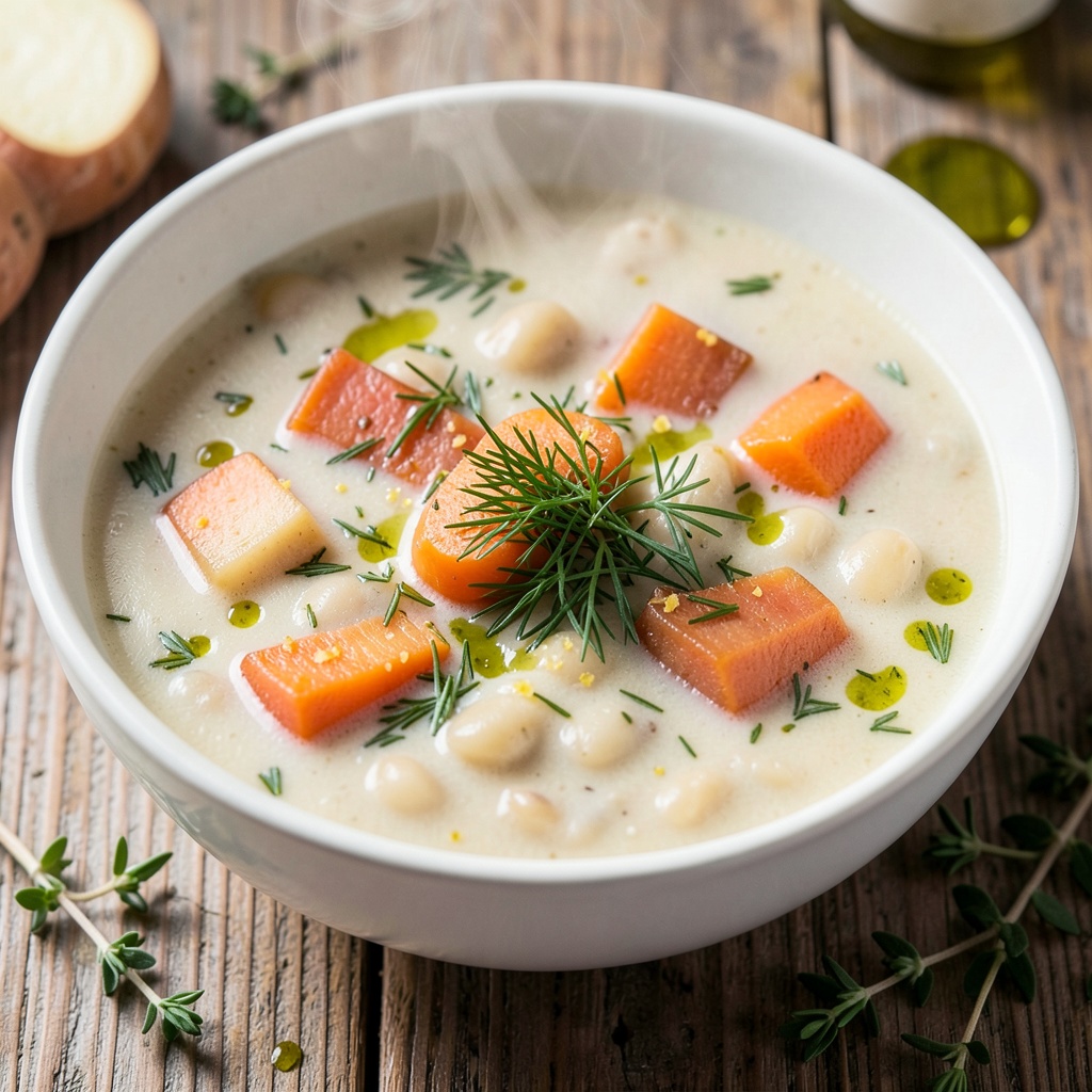 New Nordic White Bean and Root Vegetable Soup