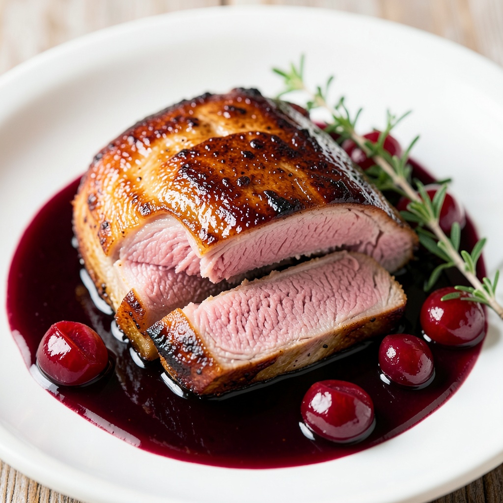Pan-Seared Duck Breast with Cherry-Balsamic Sauce