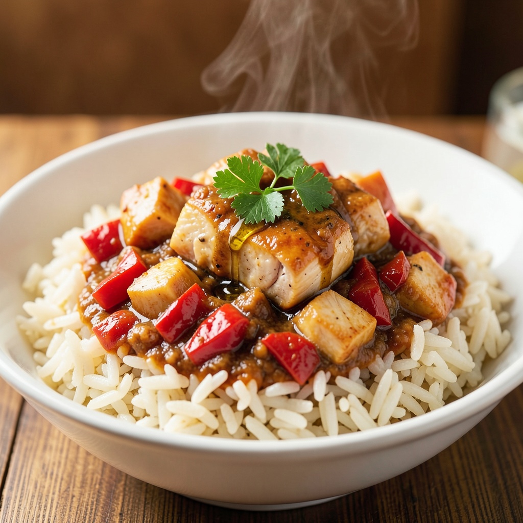 Hearty Chicken Goulash Rice Bowl