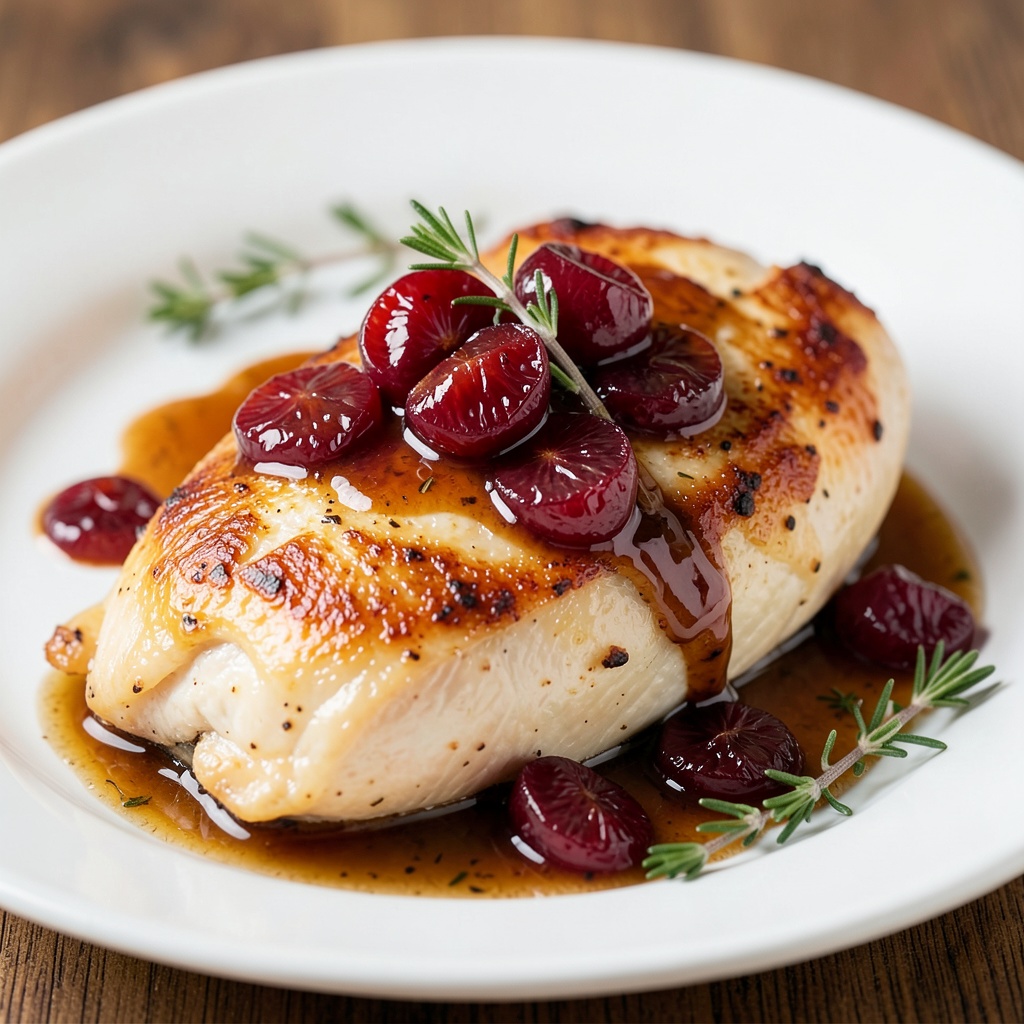 Roasted Chicken with Grape and Thyme Sauce