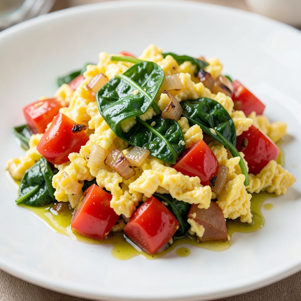 Spinach, Tomato & Onion Egg Scramble