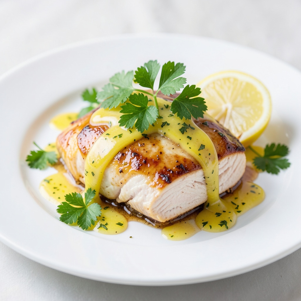 Tea-Infused Chicken with Lemon Herb Sauce
