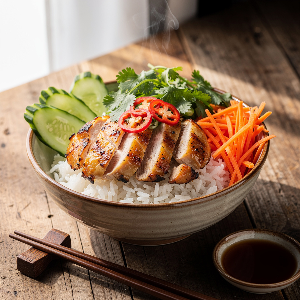 Vietnamese Lemongrass Chicken Rice Bowl