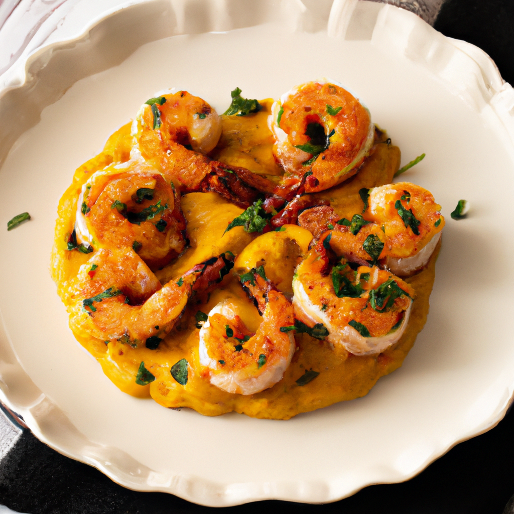 Mediterranean Prawns with Pumpkin Puree