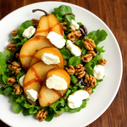 Caramelized Pear and Goat Cheese Salad with Walnuts