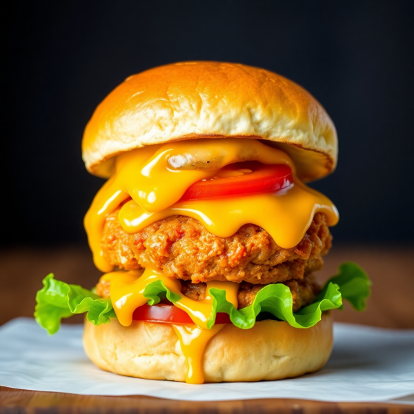 Cheesy Chicken Delight Burger