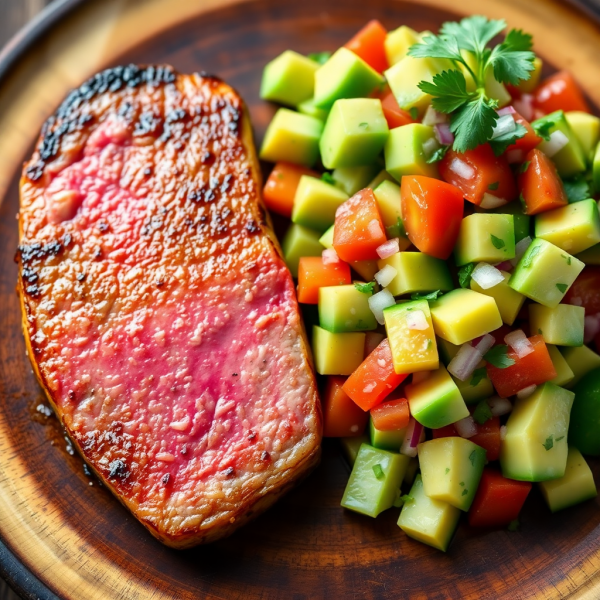 Pan-Seared Tuna Steak with Avocado Salsa